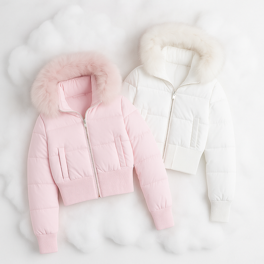 Kurtka Puchowa Mivie™ “Frost Whisper” - White & Rosé Edition